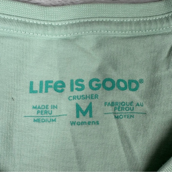 Life‎ Is Good Women's Plum Blossom Painting Mint Green Short Sleeve Tee Shirt M - Picture 3 of 7